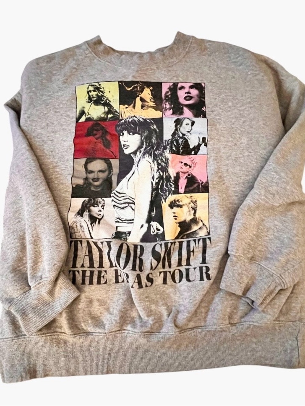 Taylor Swift Gray Crewneck Sweatshirt with Multi-Color Photo Grid